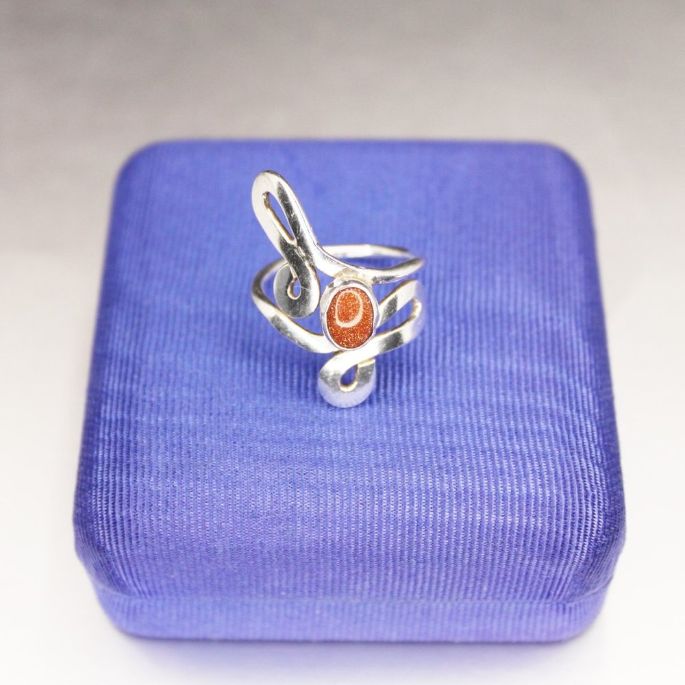 925 Sterling Silver Goldstone Artisan Ring